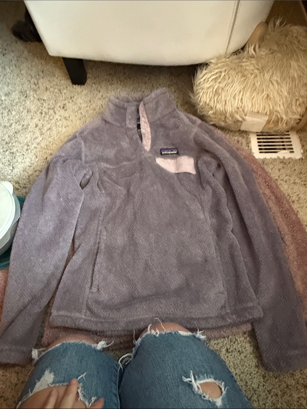 Patagonia Lavender Gray Fleece Quarter-Zip Pullover